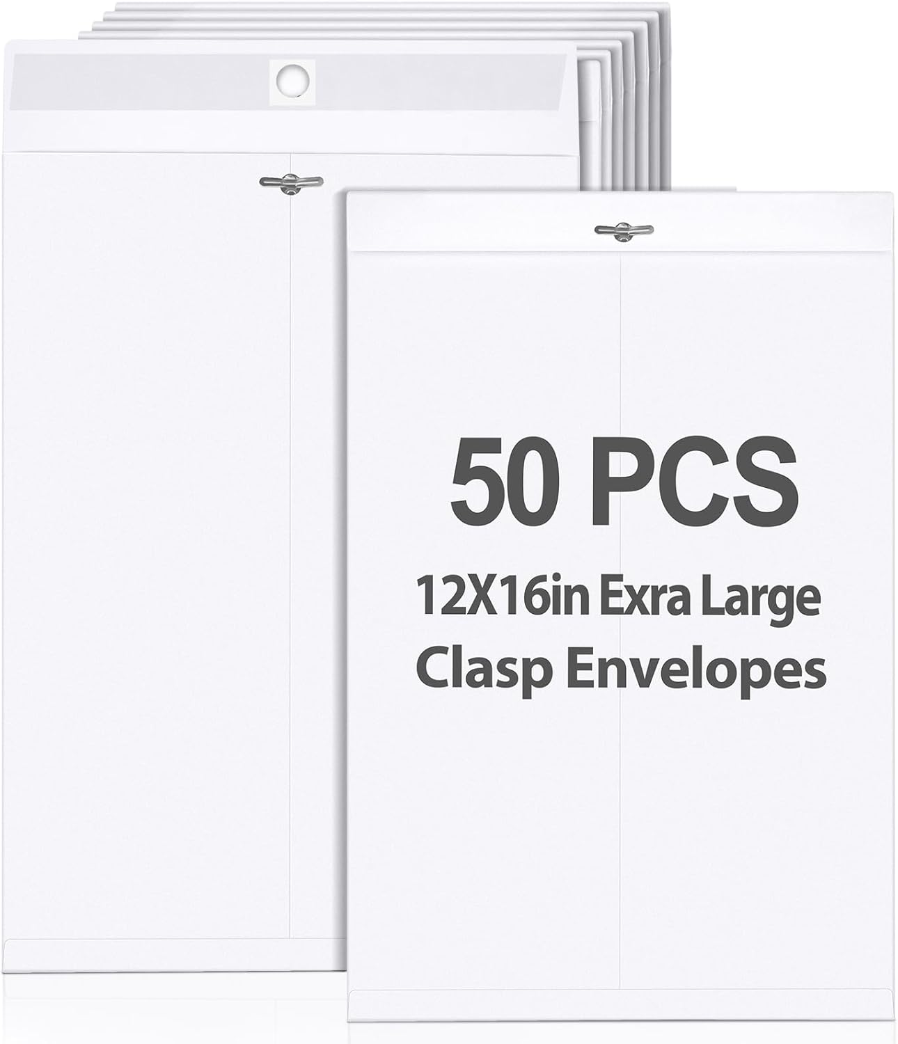 Geyee 50 Pcs 12 x 16 Inch White Manilla Clasp Envelopes
