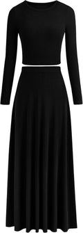 PRETTYGARDEN Women's 2 Piece Ribbed Knit Skirt Set - Versatile Style