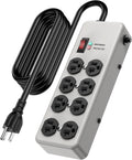 HEZI 20A Power Strip Surge Protector 8-Outlet Metal - Heavy Duty