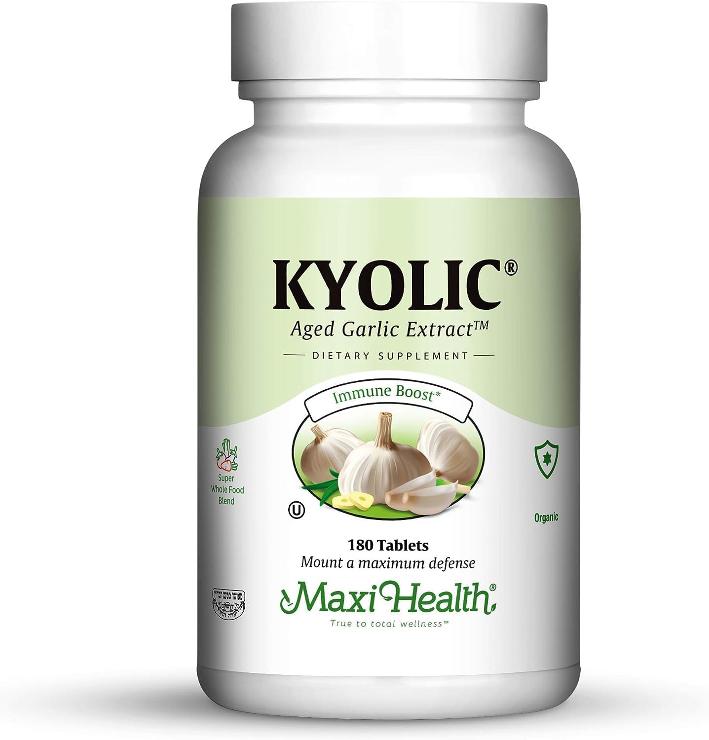 Maxi Health Kyolic Organic Garlic Supplement for Immune Support