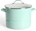 Thayer 16-Quart Enamel On Steel Steamer Stock Pot - Martha Blue