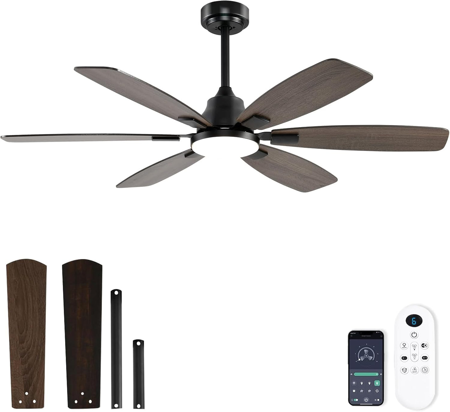 52 Inch Ceiling Fan with Light and Remote for Modern Spaces