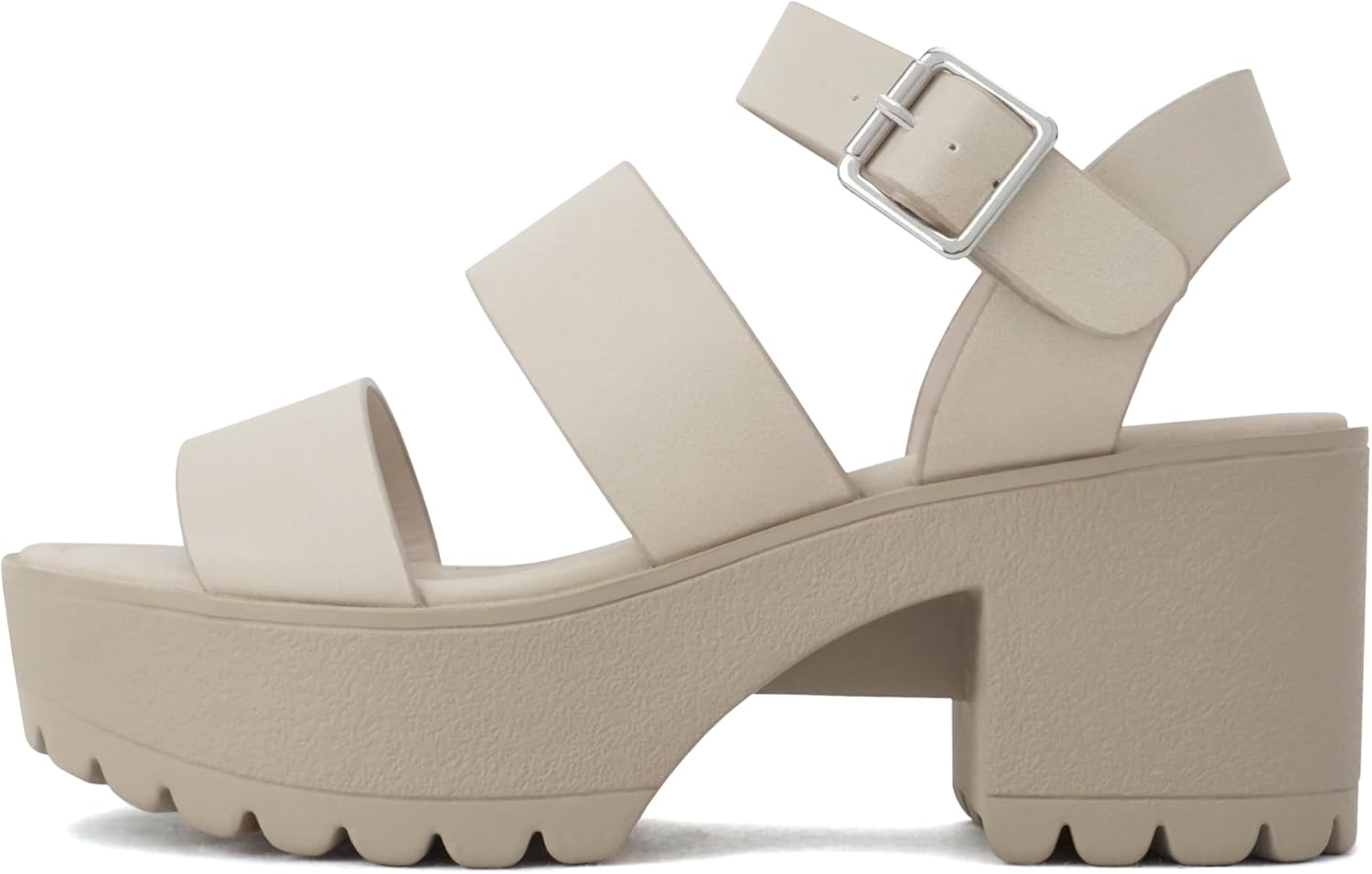 Soda Women Open Toe Two Bands Block Heel Sandals for Style