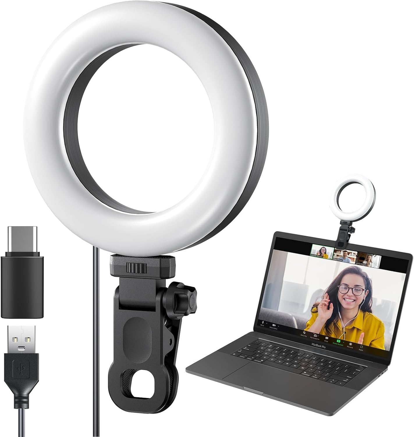 Meyin Clip-On Ring Light - Illuminate Your Video Calls