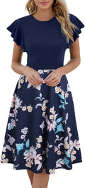 Women's Semi-Formal Ruffle Sleeves V-Back Fit and Flare Dress Dresses
