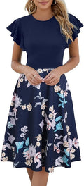 Stylish V-Back Cocktail Dress with Ruffle Sleeves for Women by HELYO