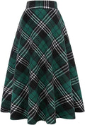 Long Plaid Wool Skirt for Womens Winter Fall Warm High (Style QNNG)