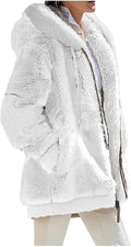 Womens Oversized Zip Up Sherpa Coat with Pockets - Cozy Warm Layer