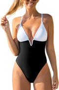 CUPSHE Women One Piece Swimsuit Deep V Neck Crisscross Back Wire