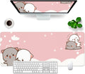 Pink Gaming Mouse Pad Cat Large XL Desk Pad - Cute Kawaii Mat