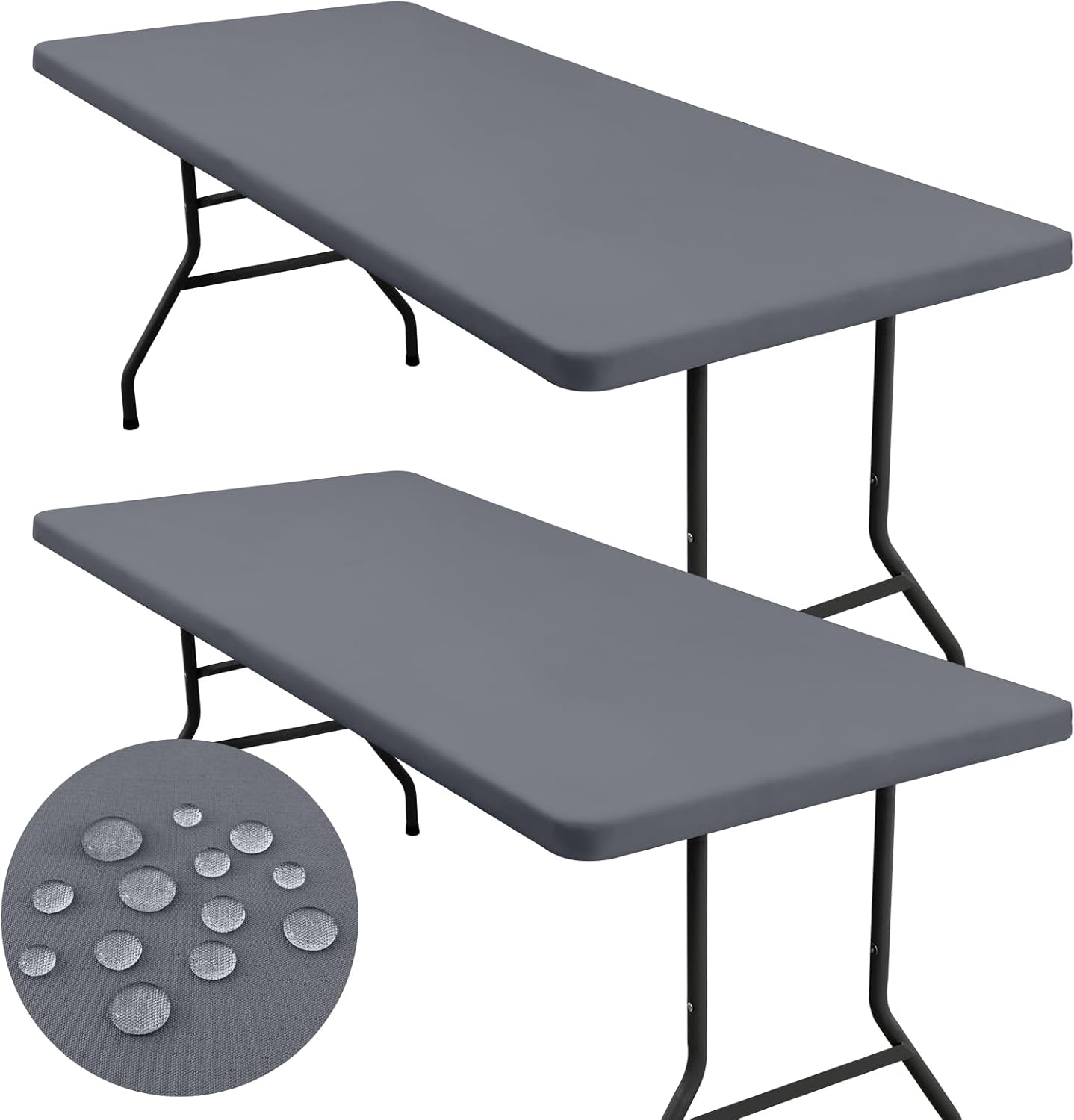 Waterproof Tablecloth for 8 Foot Tables - Elastic Fitted Cover