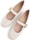 Leather Square Toe Slip On Flats for Women - Retro Comfort