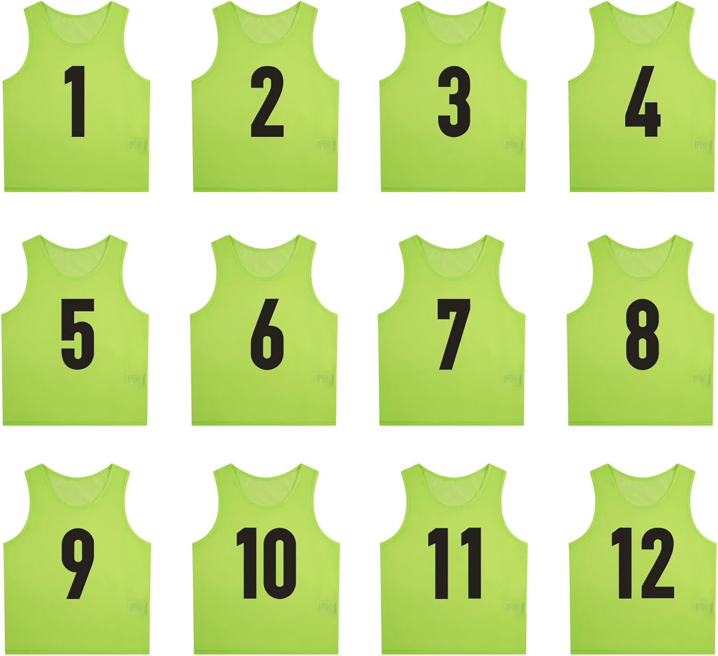 12 Pack Numbered Pinnies for Basketball, Soccer, and Football