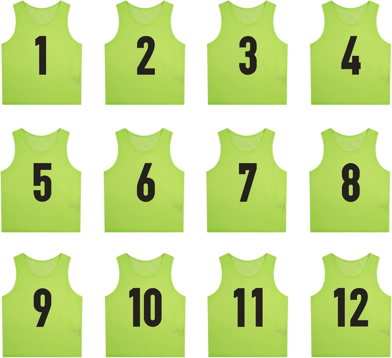 12 Pack Numbered Pinnies for Basketball, Soccer, and Football