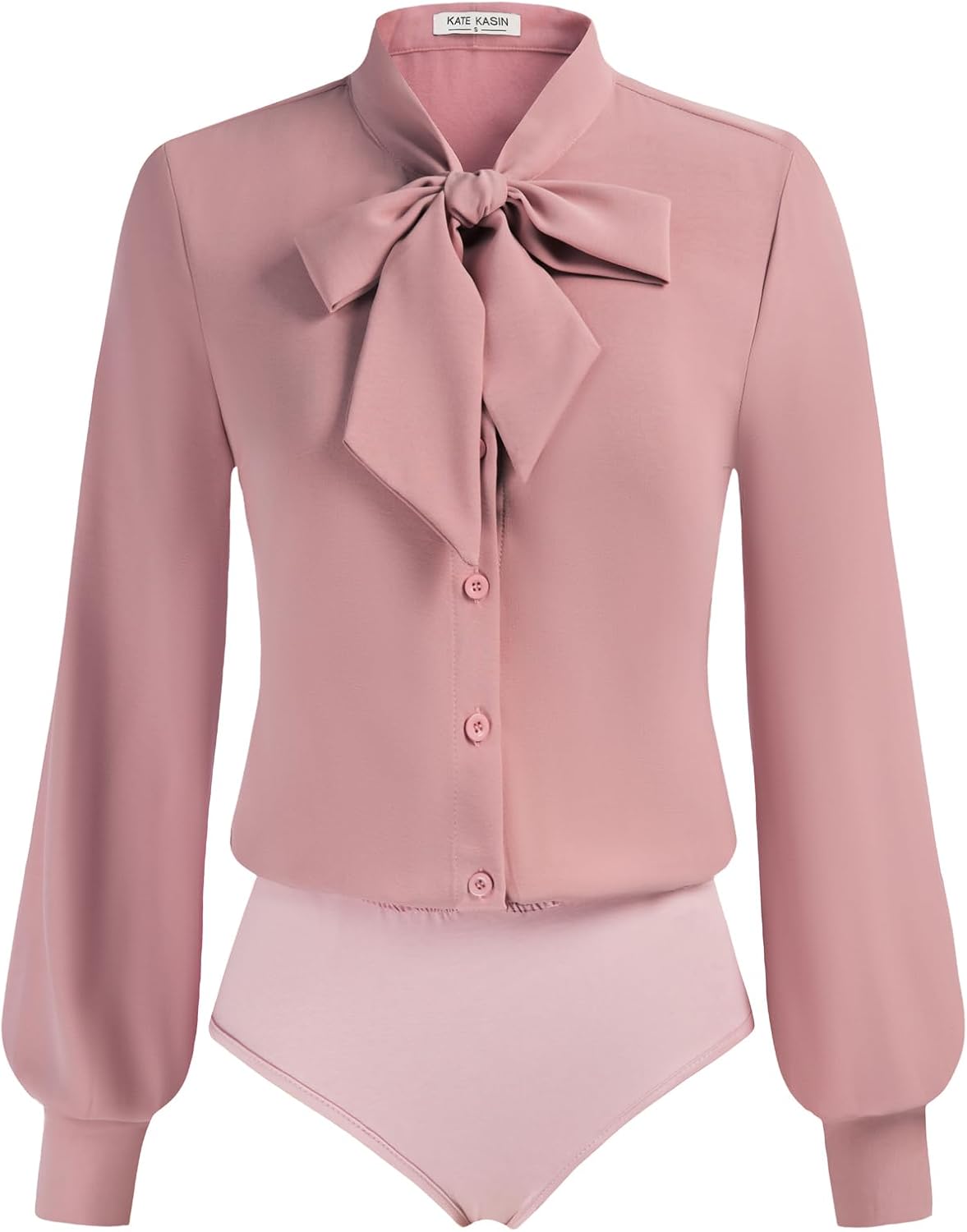 Kate Kasin Women Bow Tie Neck Blouse for Office and Beyond