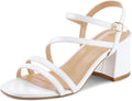 mysoft Women's Strappy Low Chunky Block Heel Sandals - Comfortable 2