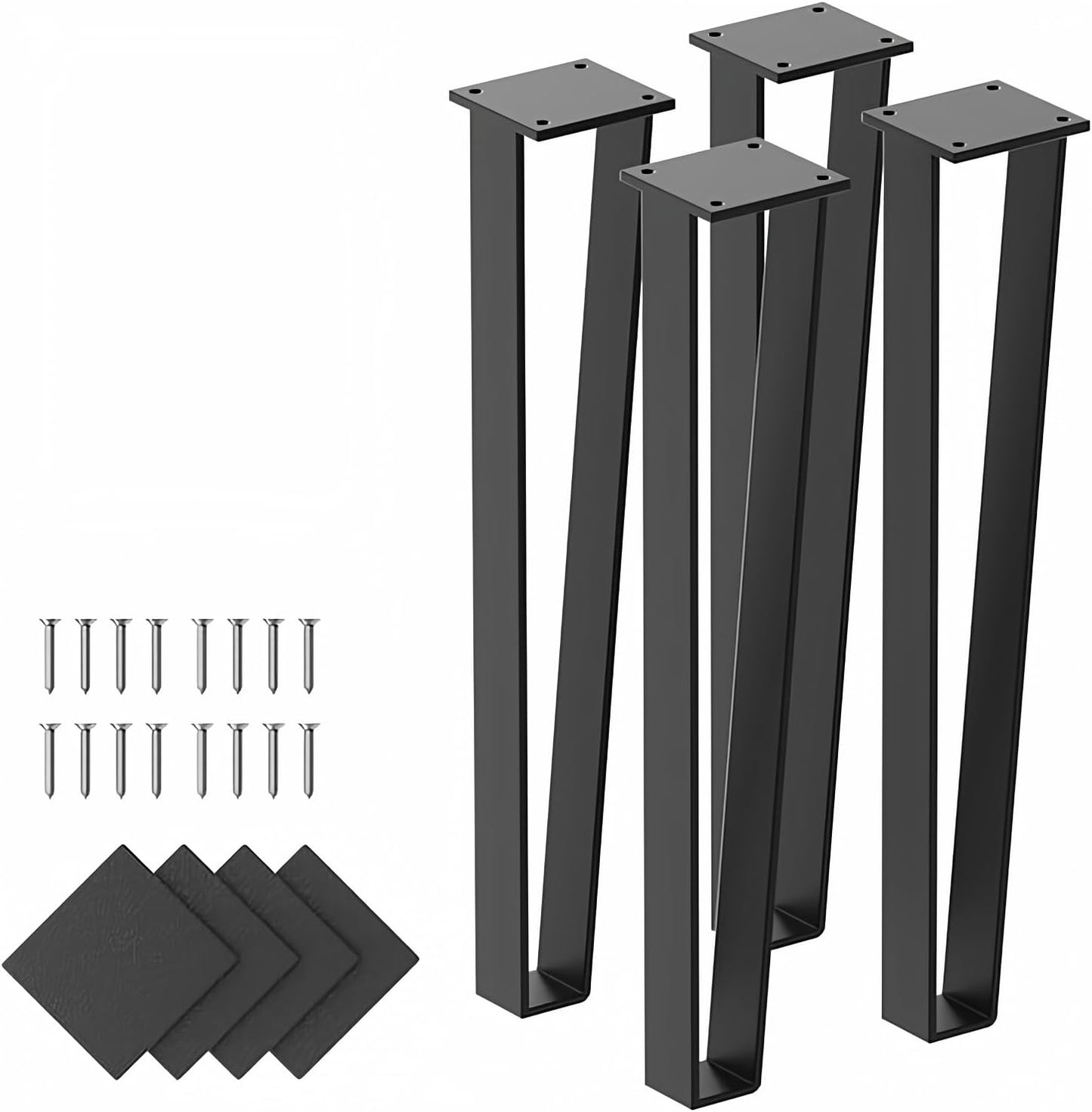 Triangle-Shape Heavy Duty 16 Inch Black Metal Bench Legs Set