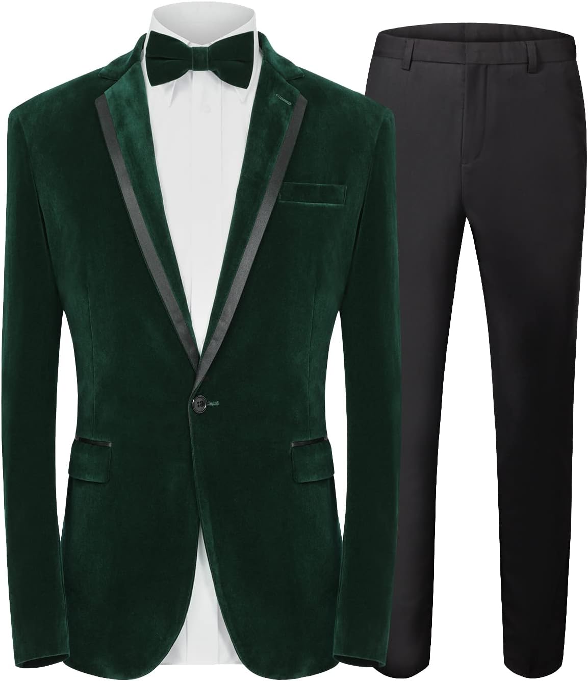 MAGE MALE Men's Velvet Suit Tuxedo Blazer & Pants for Parties