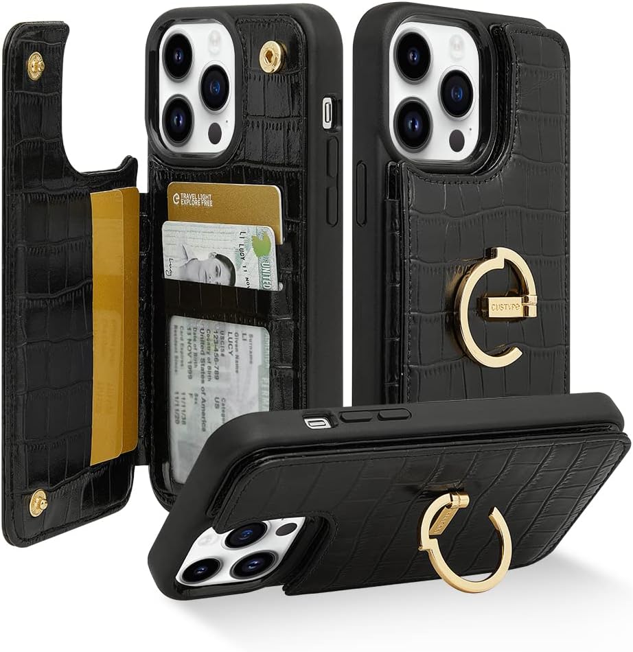 CUSTYPE iPhone 13 Pro Max Wallet Case with Card Holder and Kickstand