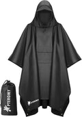 PTEROMY Hooded Rain Poncho for Adult with Pocket - Lightweight