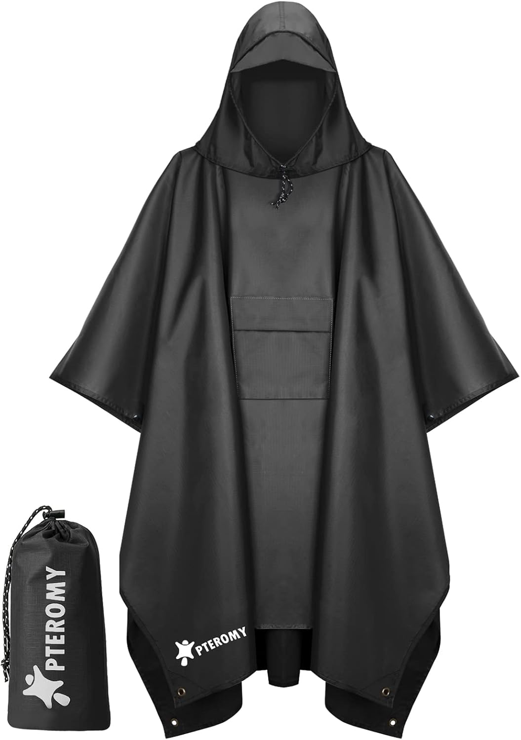 PTEROMY Waterproof Hooded Poncho - Stay Dry Anywhere!