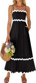 ZESICA Summer Spaghetti Straps Backless Midi Dress - Flowy Comfort
