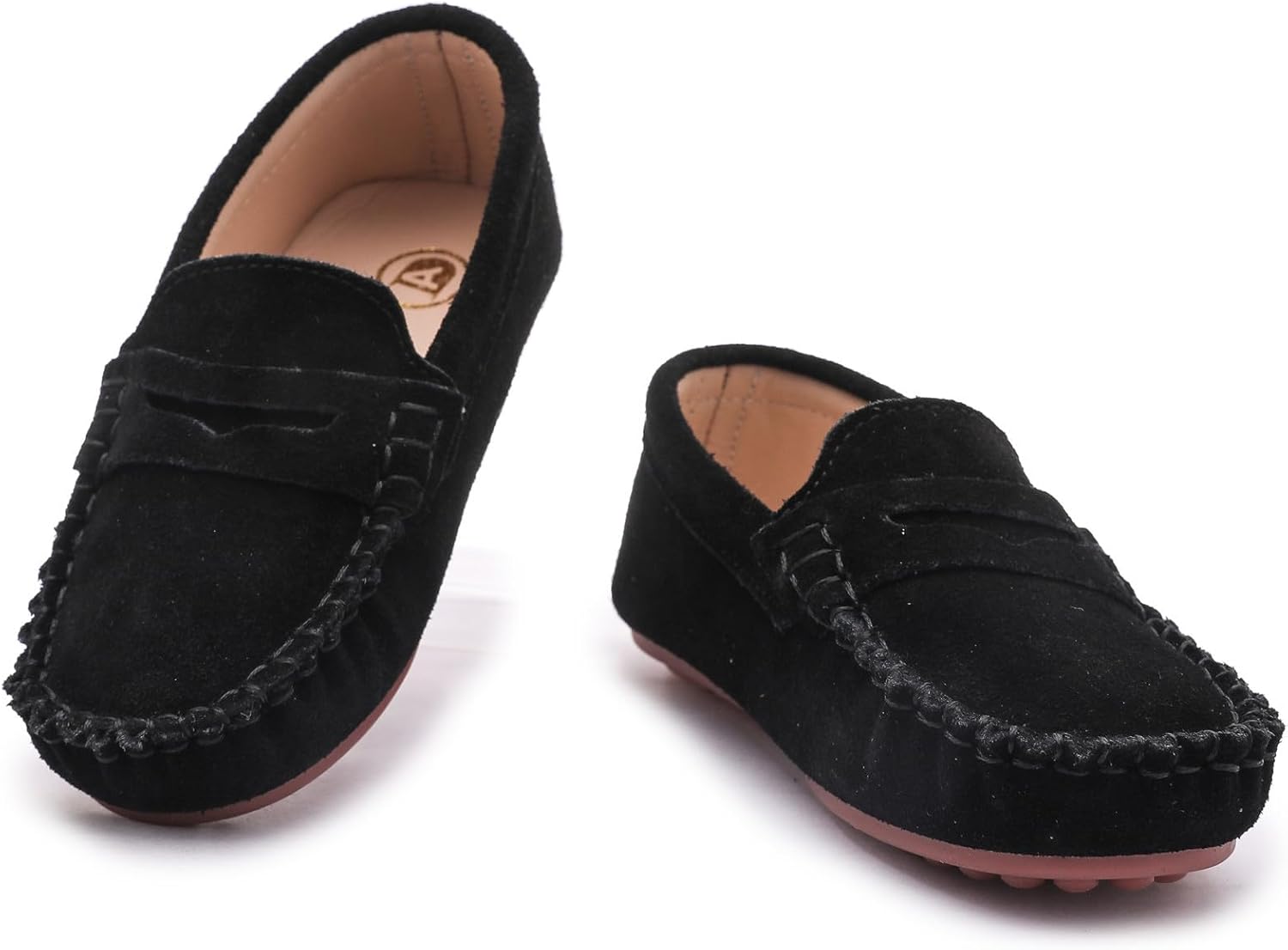 DADAWEN Toddler Boys Girls Soft Suede Leather Loafer Flats