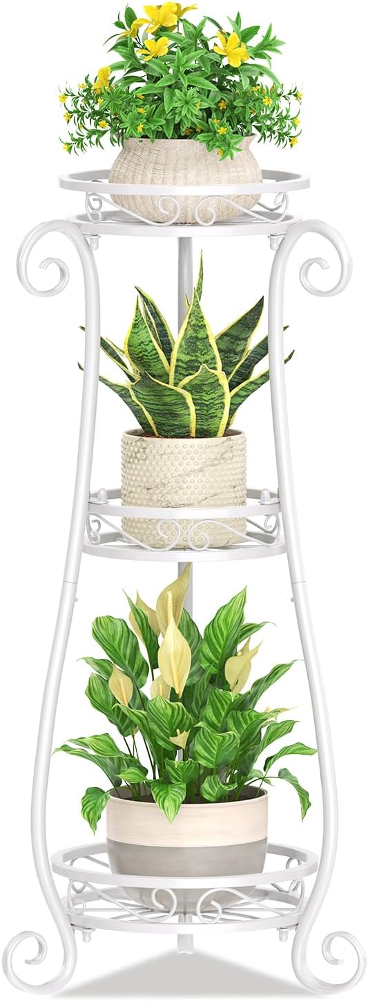 KMOTASUO 3 Tier Metal Plant Stand for Indoor Plants Display