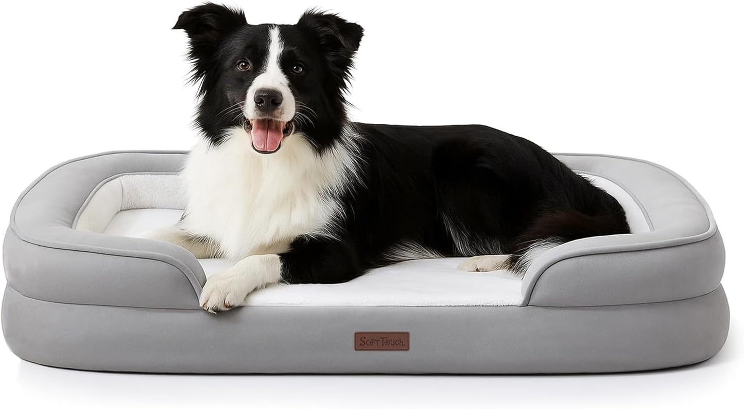 Soft Touch Orthopedic Dog Bed for Large Dogs with Faux Fur