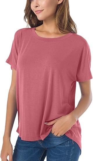 Herou Casual Summer Short Sleeve High Low Loose T Shirt for Women