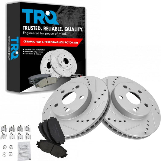TRQ Front Brake Pad and Rotor Set for Lexus CT200h and Prius