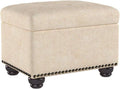 Fifth Avenue Tan Linen Upholstered Storage Ottoman - Modern 5th Ave