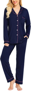 SWOMOG Womens Pajamas Set Long Sleeve - Soft Modal Two-Piece PJ Set