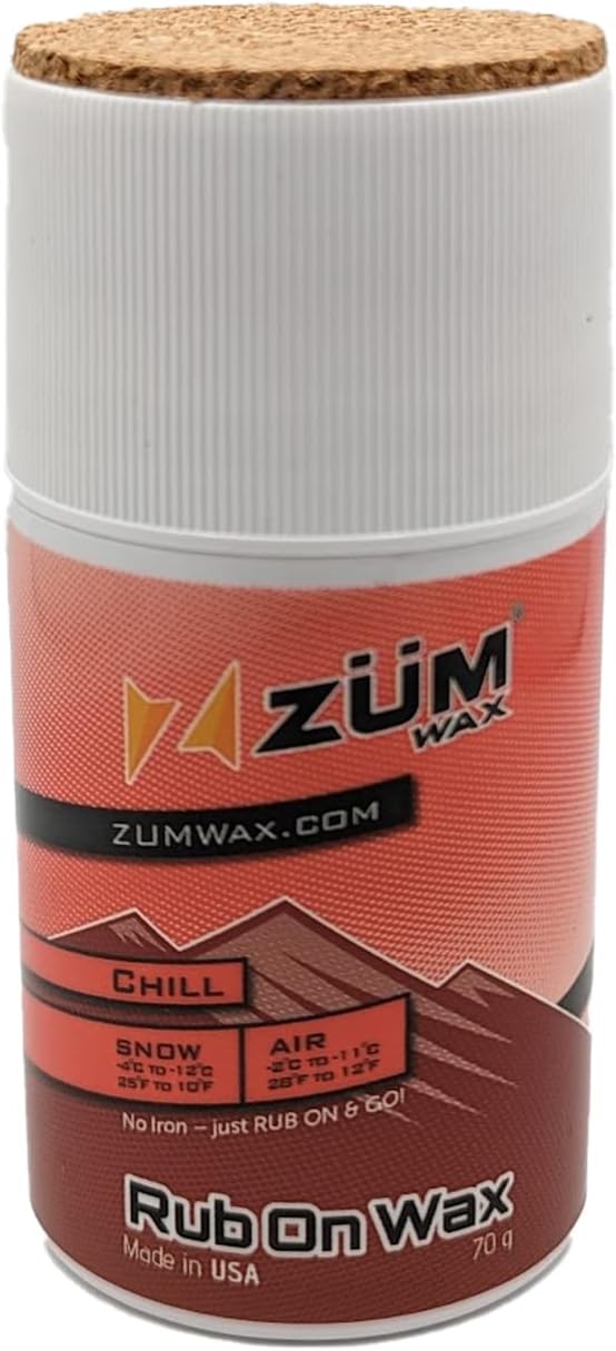 ZUMWax CHILL Ski Wax 70g | Easy Cork Applicator & Secret Vanilla Scent