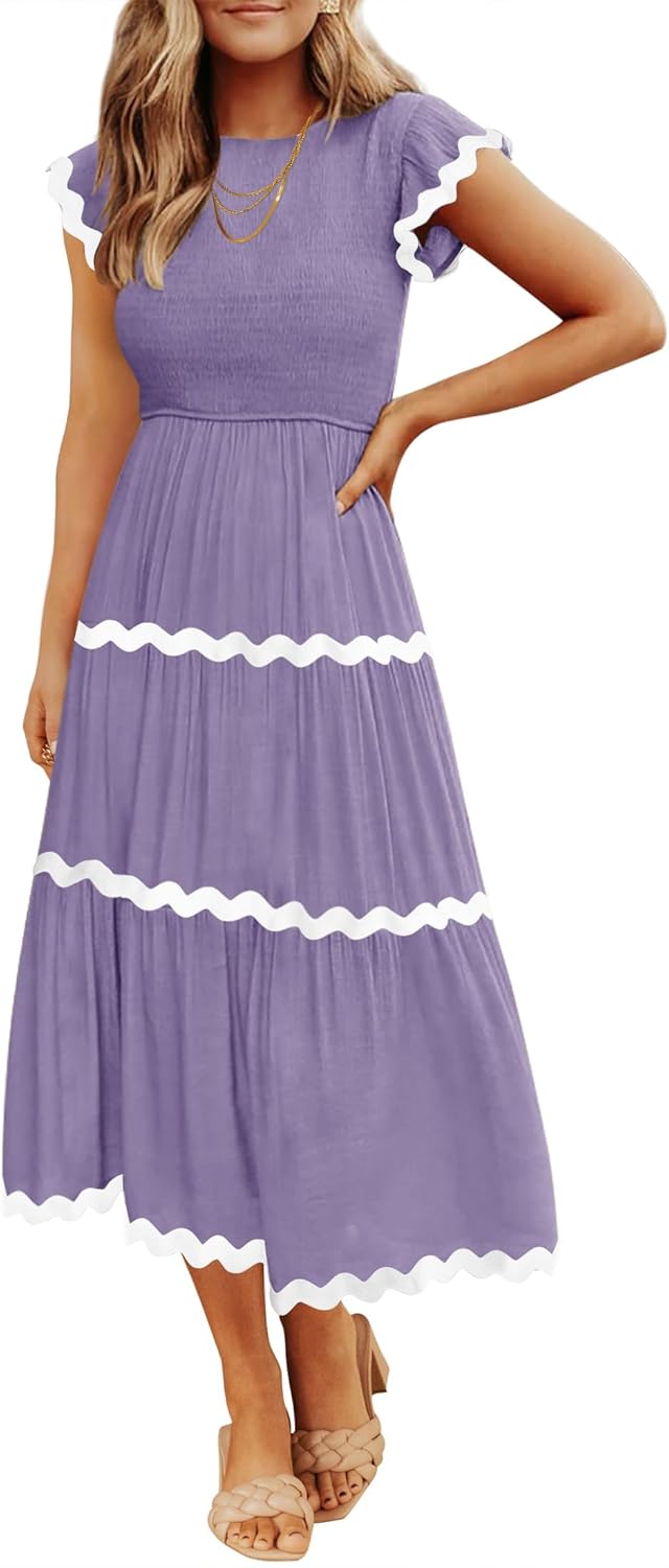 ZESICA Women's Summer Flutter Short Sleeve Midi Dress Review