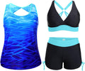 Holipick Plus Size Tankini Swimsuit 3-Piece Set - Tummy Control