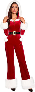 RSLOVE Women's Christmas Jumpsuit Velvet Santa Costume - Festive One