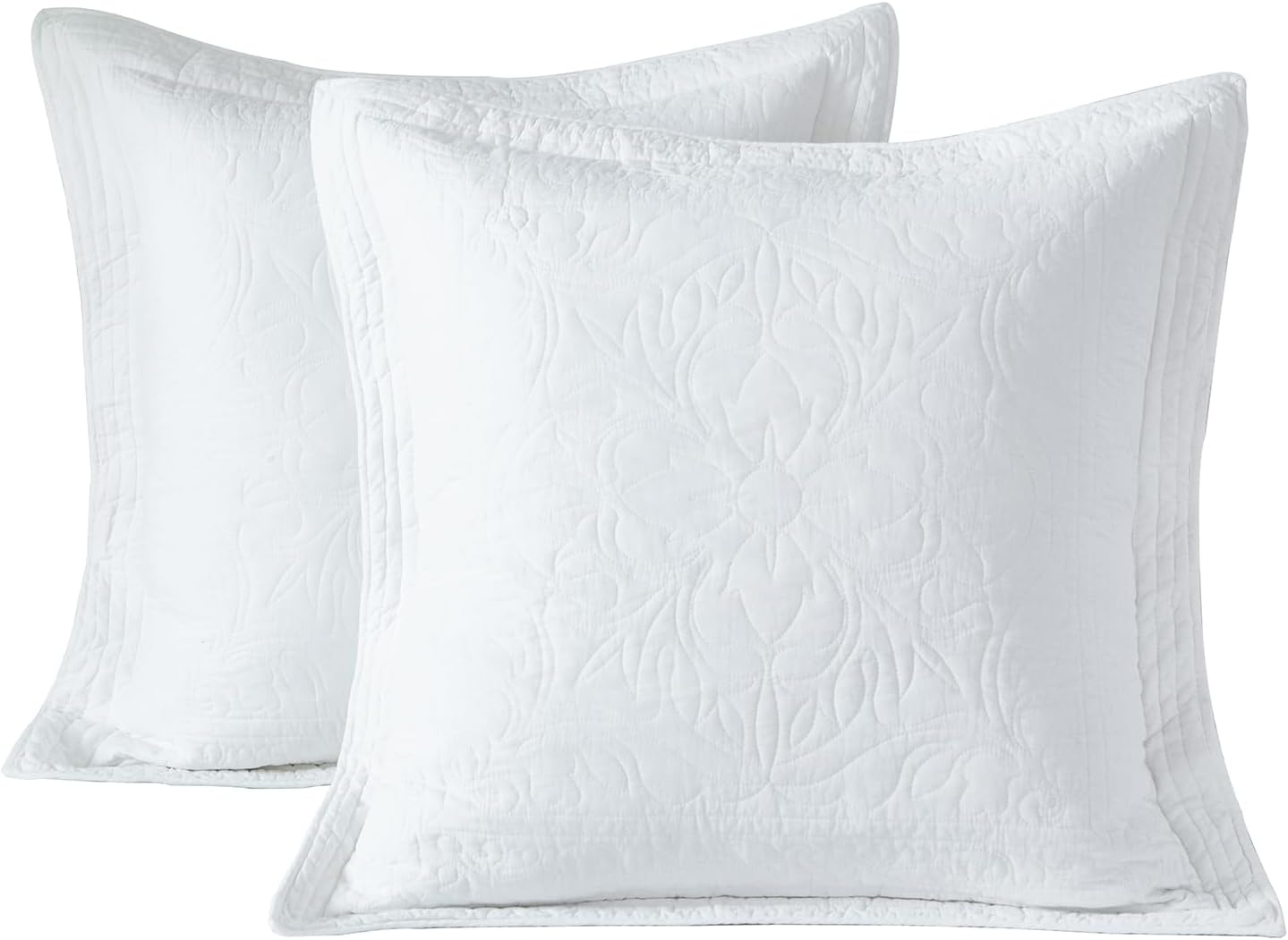 WINLIFE 100% Cotton Quilted Euro Sham Covers for Stylish Bedding