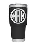 Personalized 3 Letter Circle Monogram Tumblers - Laser Engraved