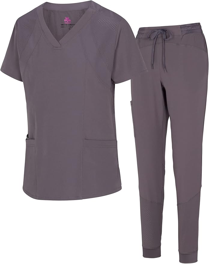 Natural Uniforms Womens Cool Stretch Jogger Scrub Set for Comfort