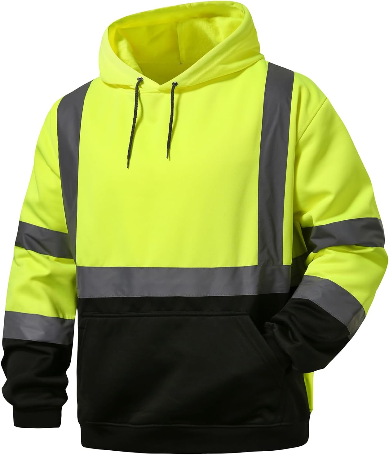 Hi Vis Work Safety Hoodie for Men - Reflective Pullover Jacket
