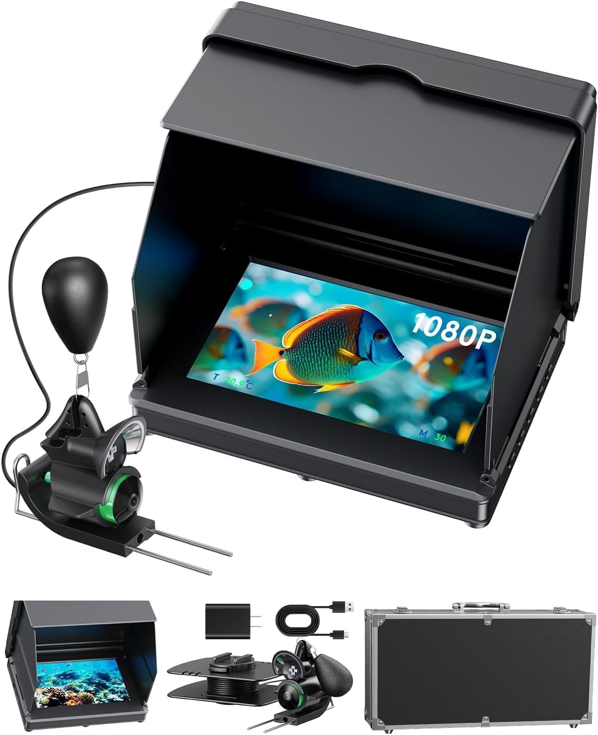 FourQ Underwater Fishing Camera with 5in HD Display and 100ft Cable