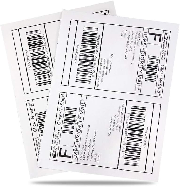 8.5 x 5.5 Half Sheet Self Adhesive Shipping Labels for Easy Use