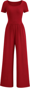 Women's Square Neck Wide Leg Jumpsuit Romper - Dressy Yet Casual