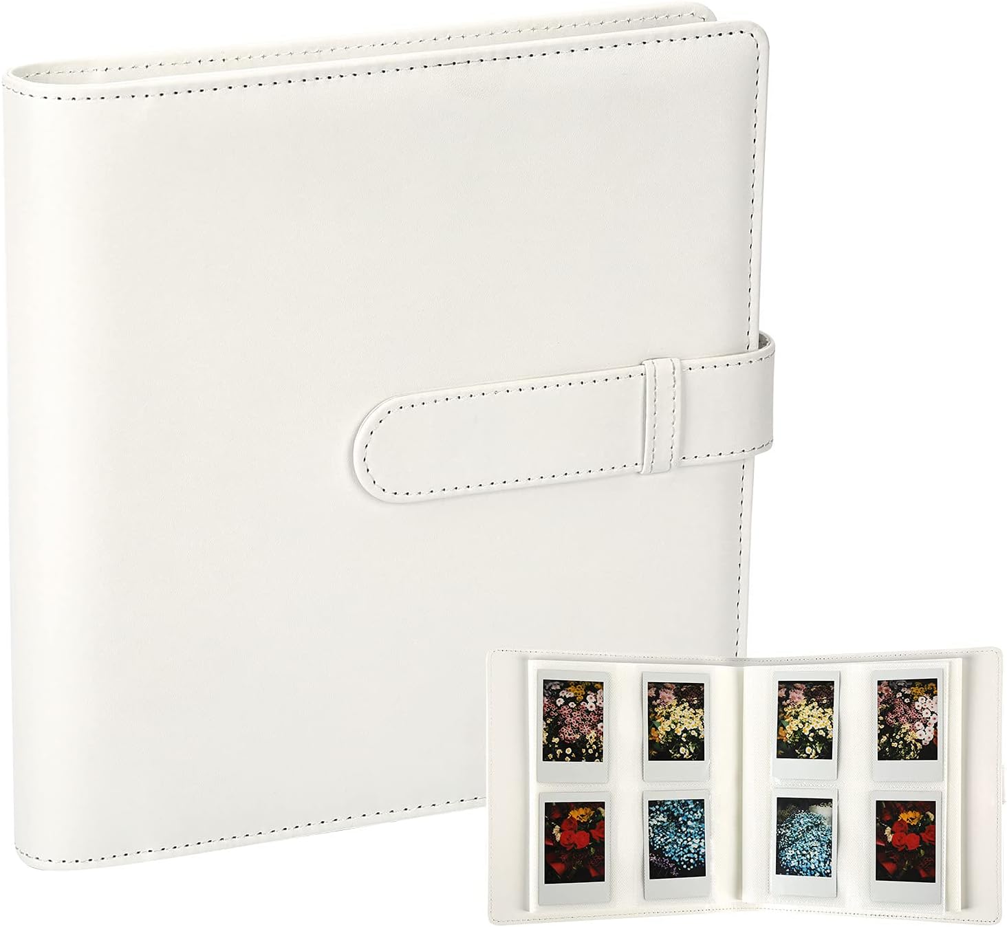 Fujifilm Instax Mini 256-Pocket Album, Leather Cover, White