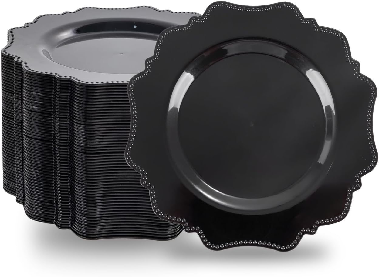 COLOSUS 100pcs Black Plastic Dessert Plates - Perfect for Parties