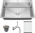 33x22 in Topmount or Drop In Kitchen Sink Workstation - Single Bowl