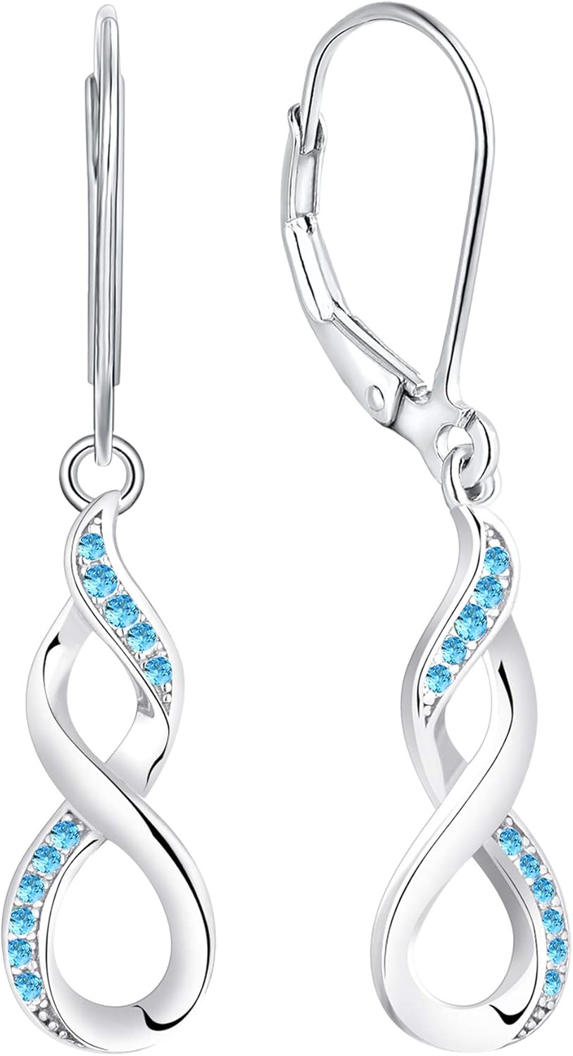YL Infinity Dangle Drop Earrings in 925 Sterling Silver Design