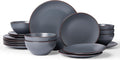 Famiware Venus 18-Piece Stoneware Dinnerware Set - Matte Charcoal