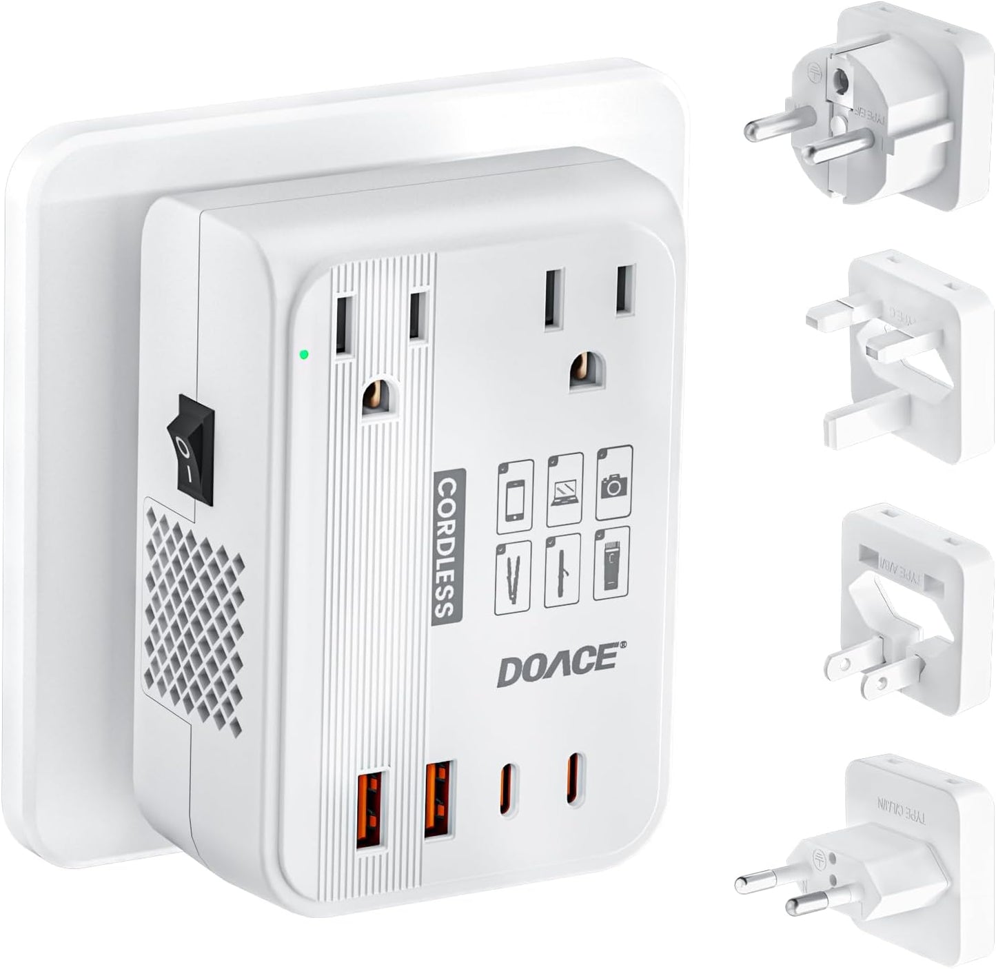 DOACE 220V to 110V Converter - High-Power Travel Adapter